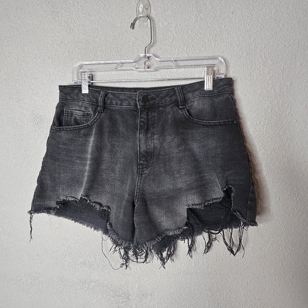 Sincerely Jules Shorts Womens 9 29 High Rise Distressed Raw Hem Denim Cutoff